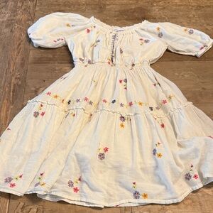 Zara White Kids Dress with Floral Accents
